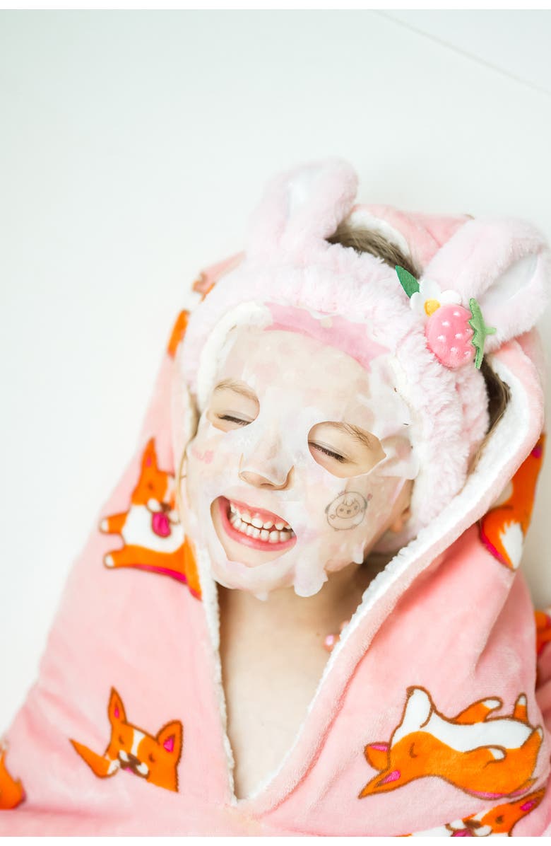 Puttisu 2pc Plush Spa Headband Set, Alternate, color, Bunny Heart Set - Purple/Pink