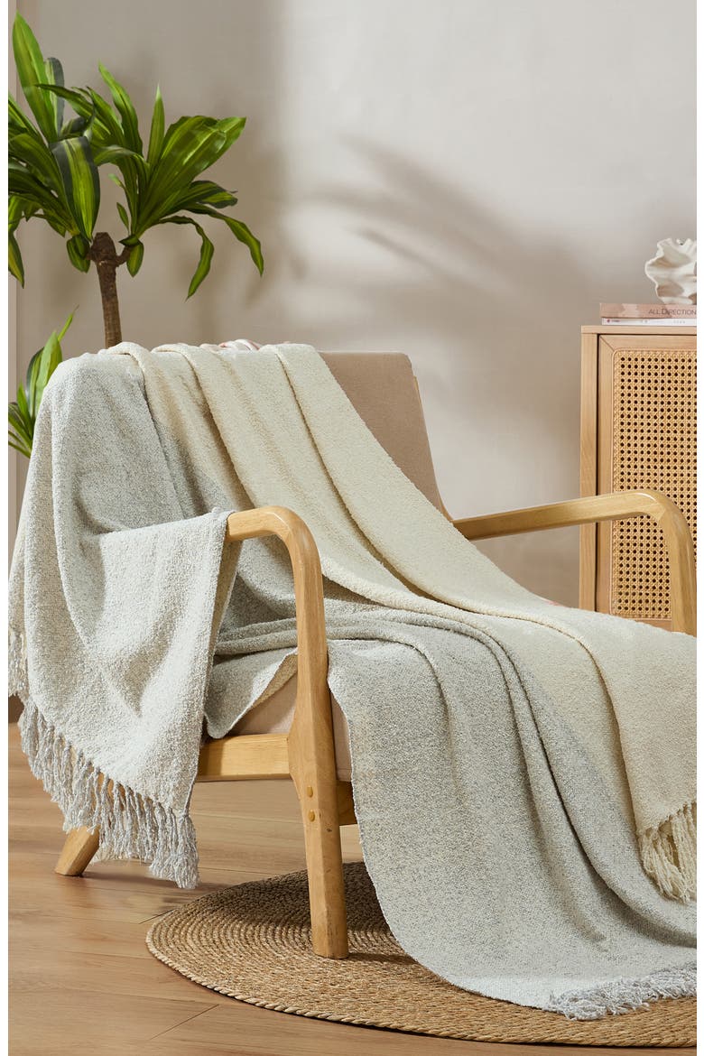 Kiawah Plush Throw Blanket, Alternate, color, BEIGE/ WHITE