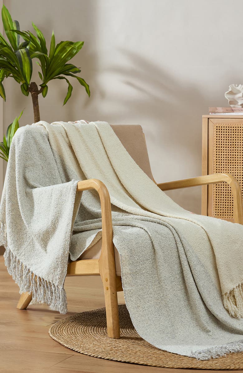 VCNY HOME Kiawah Plush Throw Blanket, Alternate, color, Beige/ White