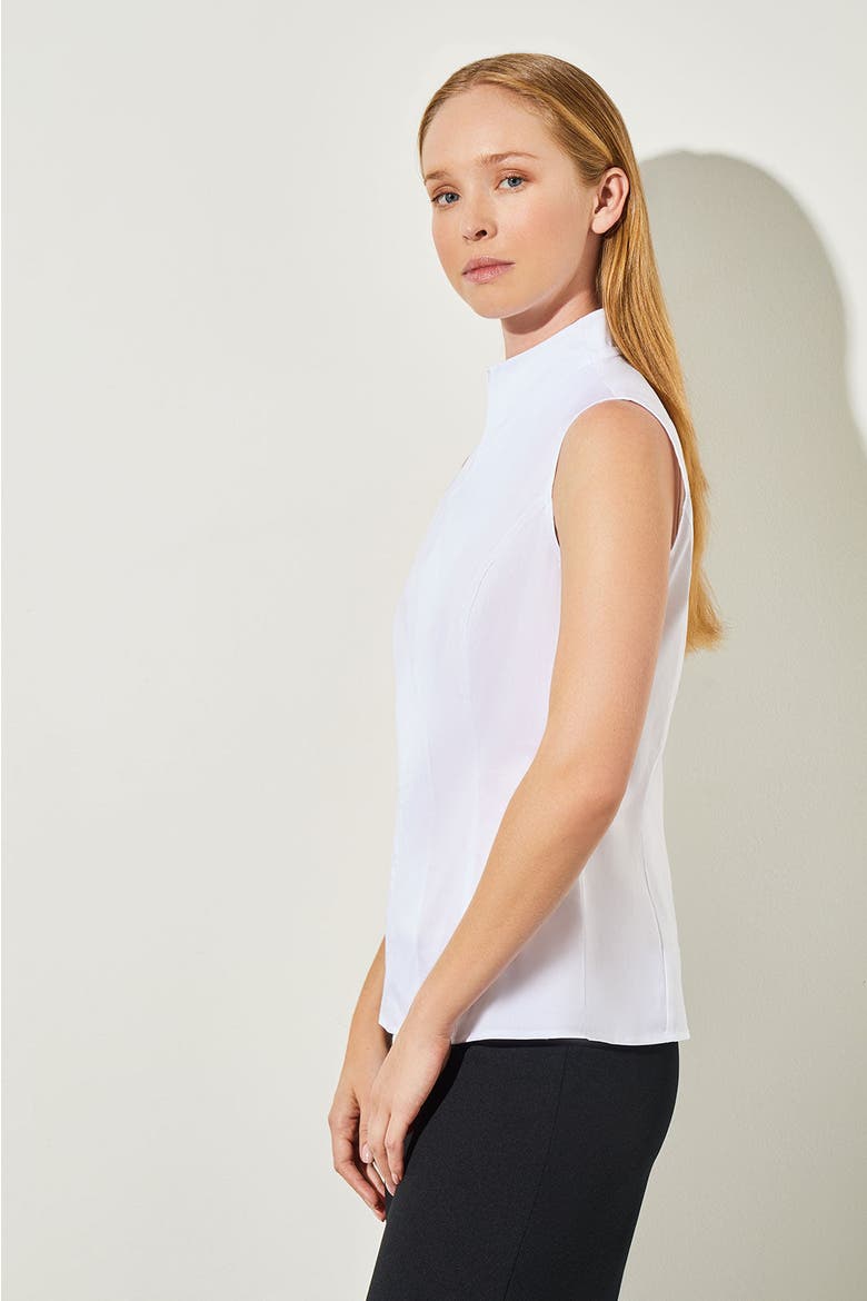 Sleeveless Woven Shell, Alternate, color, WHITE