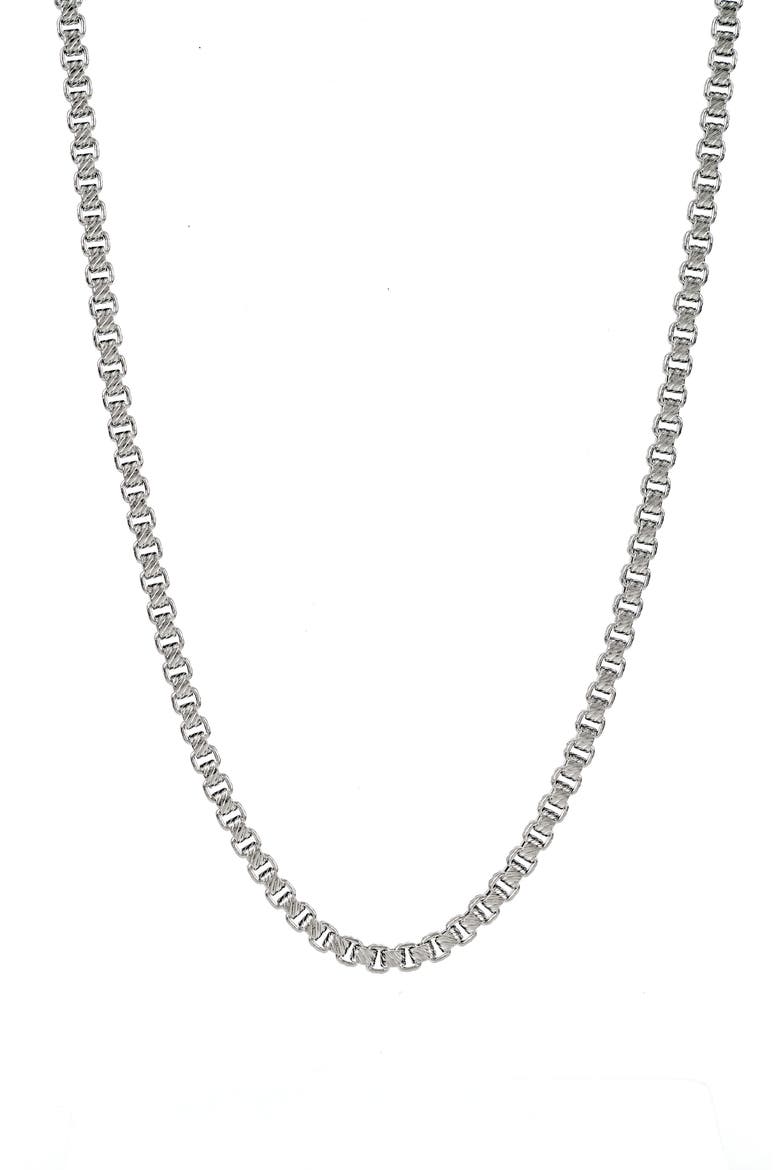 Men's Box Chain Necklace, Main, color, SILVER