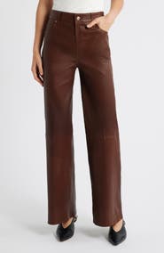 FRAME Le Slim Palazzo Leather Pants