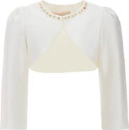 Tulleen Cropped Satin Cardigan