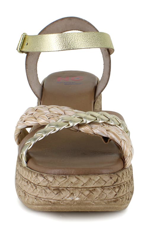 National Comfort Tre Platform Wedge Sandal In Taupe Leather
