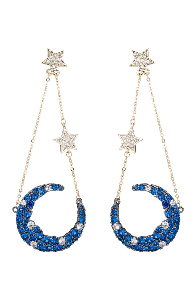 EYE CANDY LOS ANGELES Nevaeh CZ Crystal Star Moon Drop Earrings, Main, color, Gold