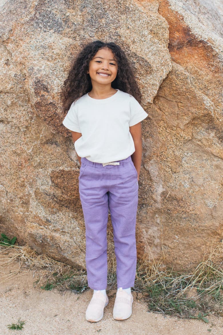 Kids’ Organic-Dyed Linen Pants, Alternate, color, Lilac