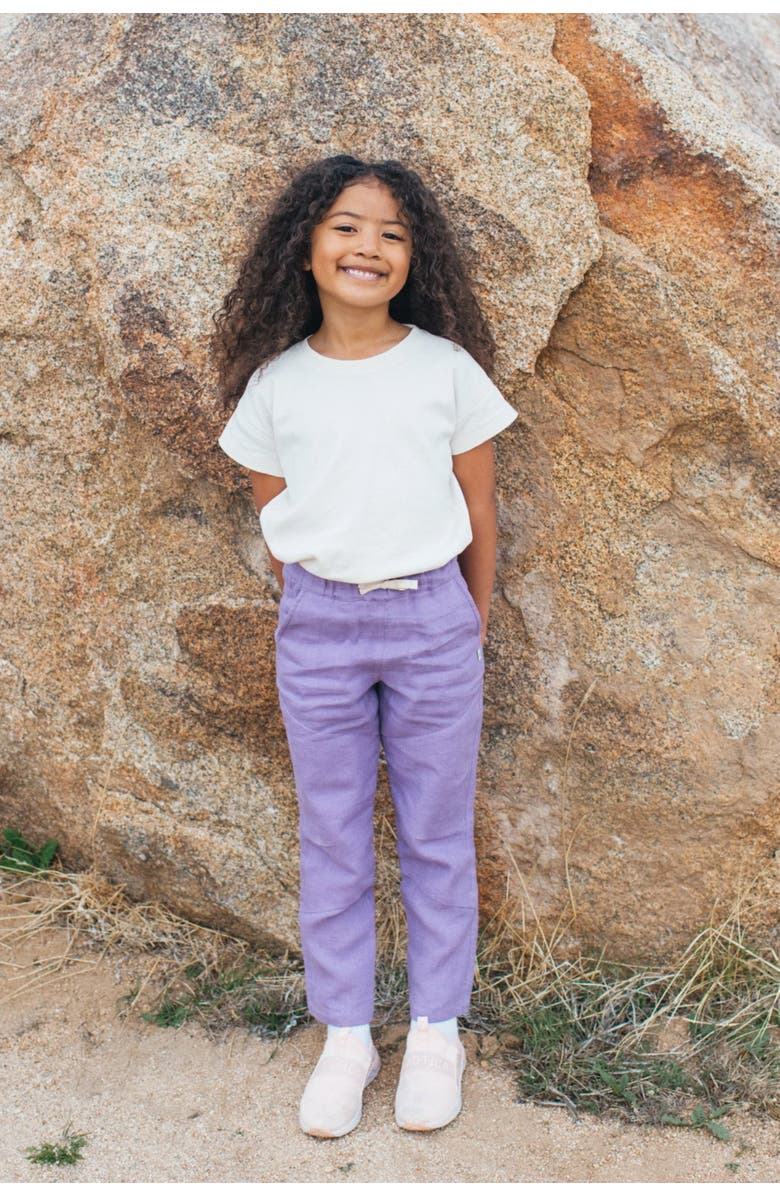 Jackalo Kids’ Organic-Dyed Linen Pants, Alternate, color, Lilac