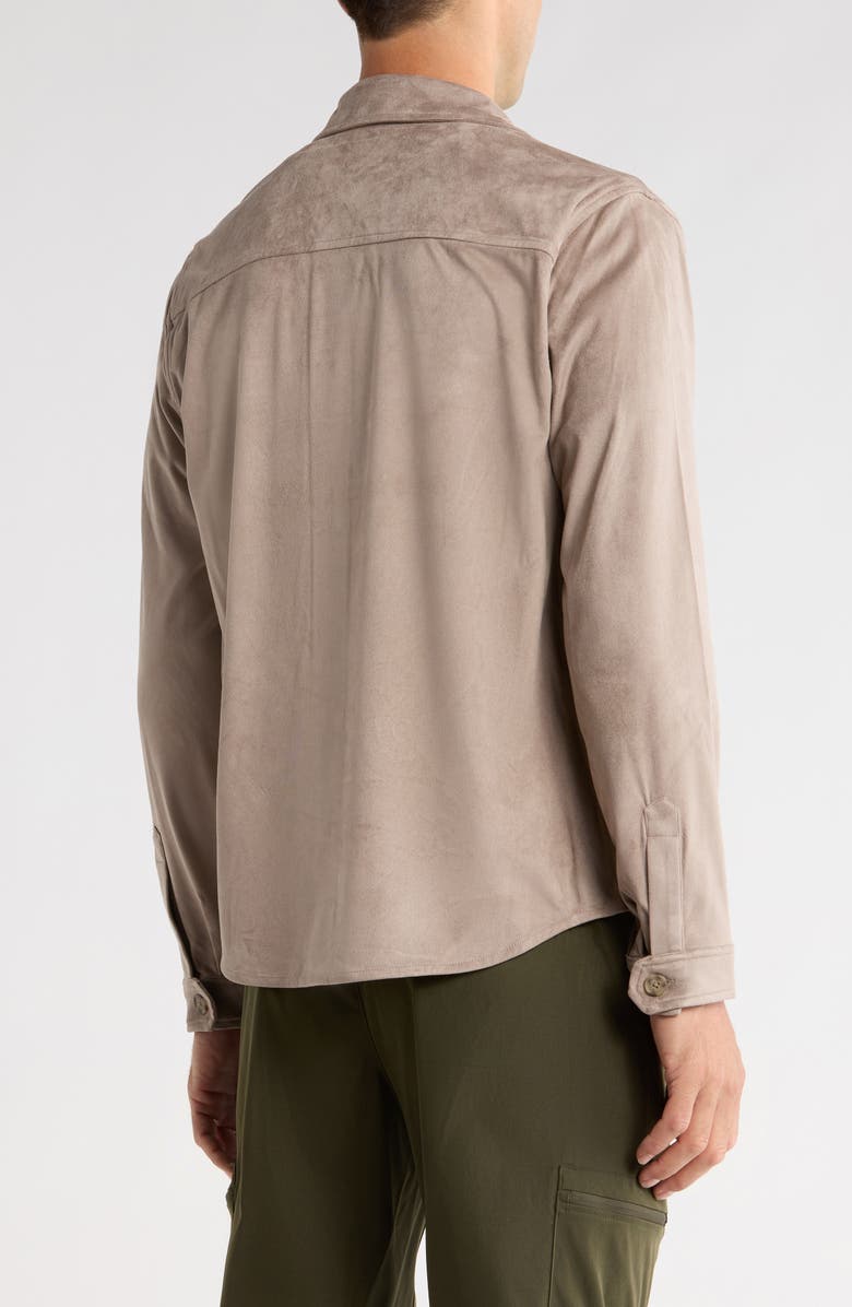 Tahari Faux Suede Overshirt, Alternate, color, Warm Grey