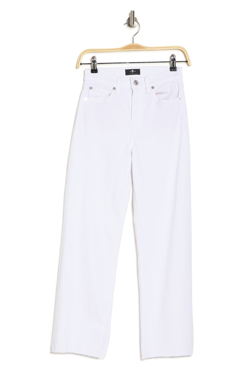 7 For All Mankind Alexa Crop Straight Leg Jeans, Alternate, color, White W/ Cut Hem