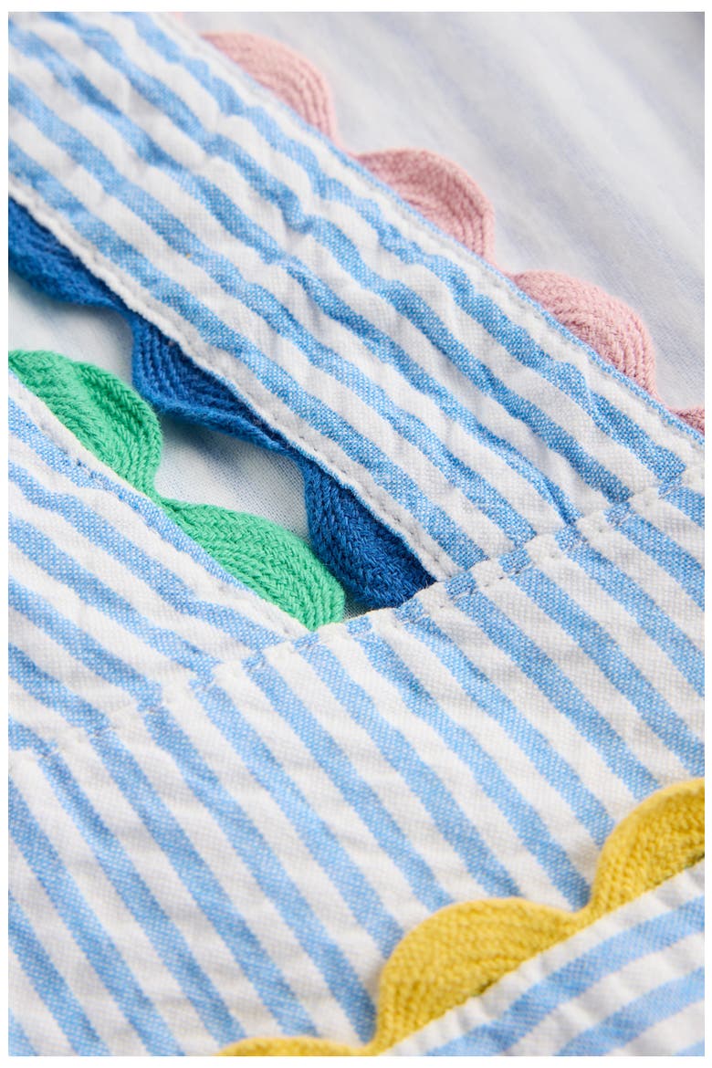 Kids' Scalloped Trim Stripe Seersucker Dress, Alternate, color, SAPPHIRE BLUE STRIPE