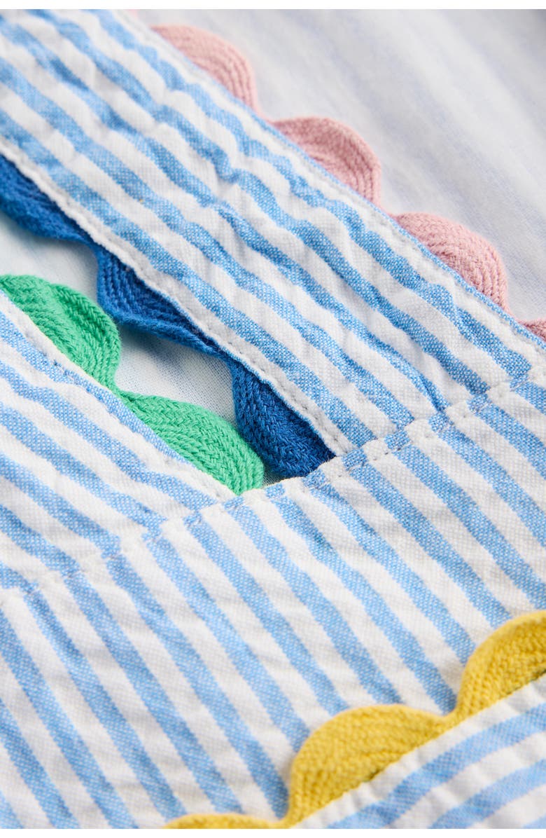 Mini Boden Kids' Scalloped Trim Stripe Seersucker Dress, Alternate, color, Sapphire Blue Stripe
