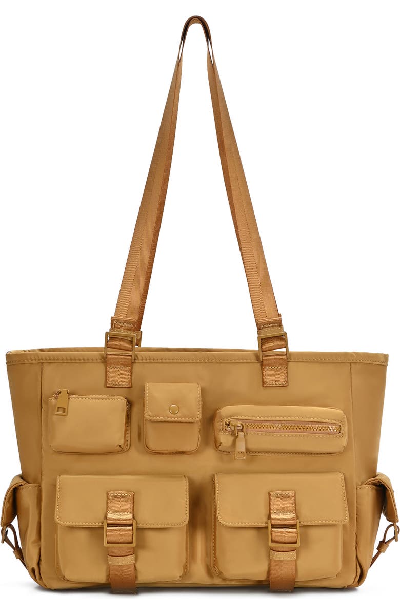 Sasha + Sofi Multi Pocket Tote with Crossbody Strap, Main, color, Honey
