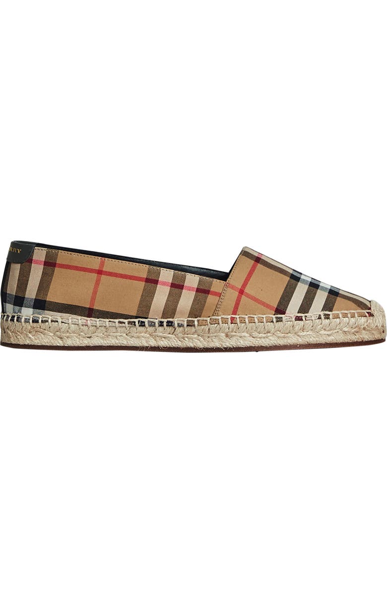 Burberry Hodgeson Check Print Espadrille Flat, Alternate, color,
