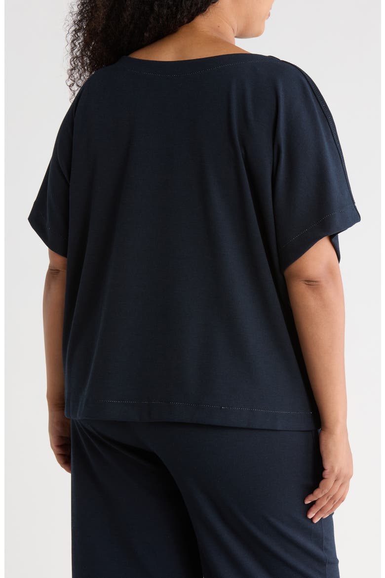 Stitch Knit Top, Alternate, color, DARK NAVY/ IVORY
