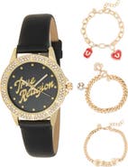 True Religion Angled Logo Faux Leather Strap Watch & Bracelets Set, 26.5mm