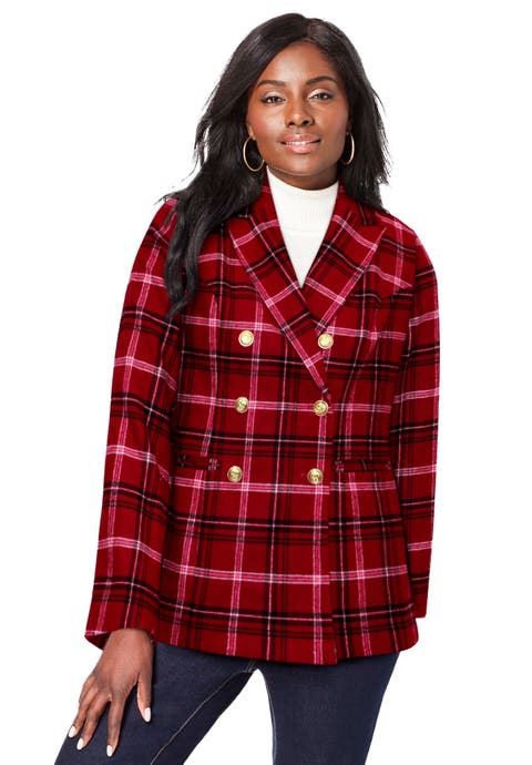 Double Breasted Wool Blazer (Plus)