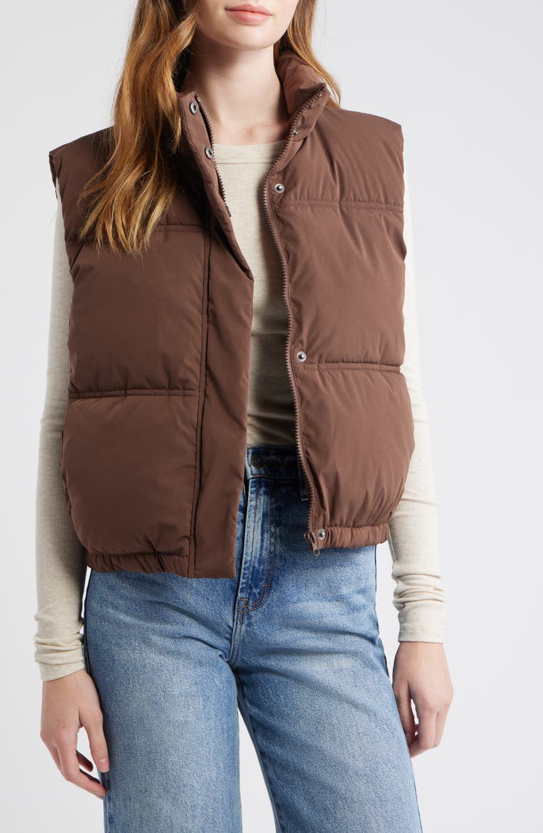 Thread & Supply Quilted Puffer Vest, Main, color, Shaved Chocolate