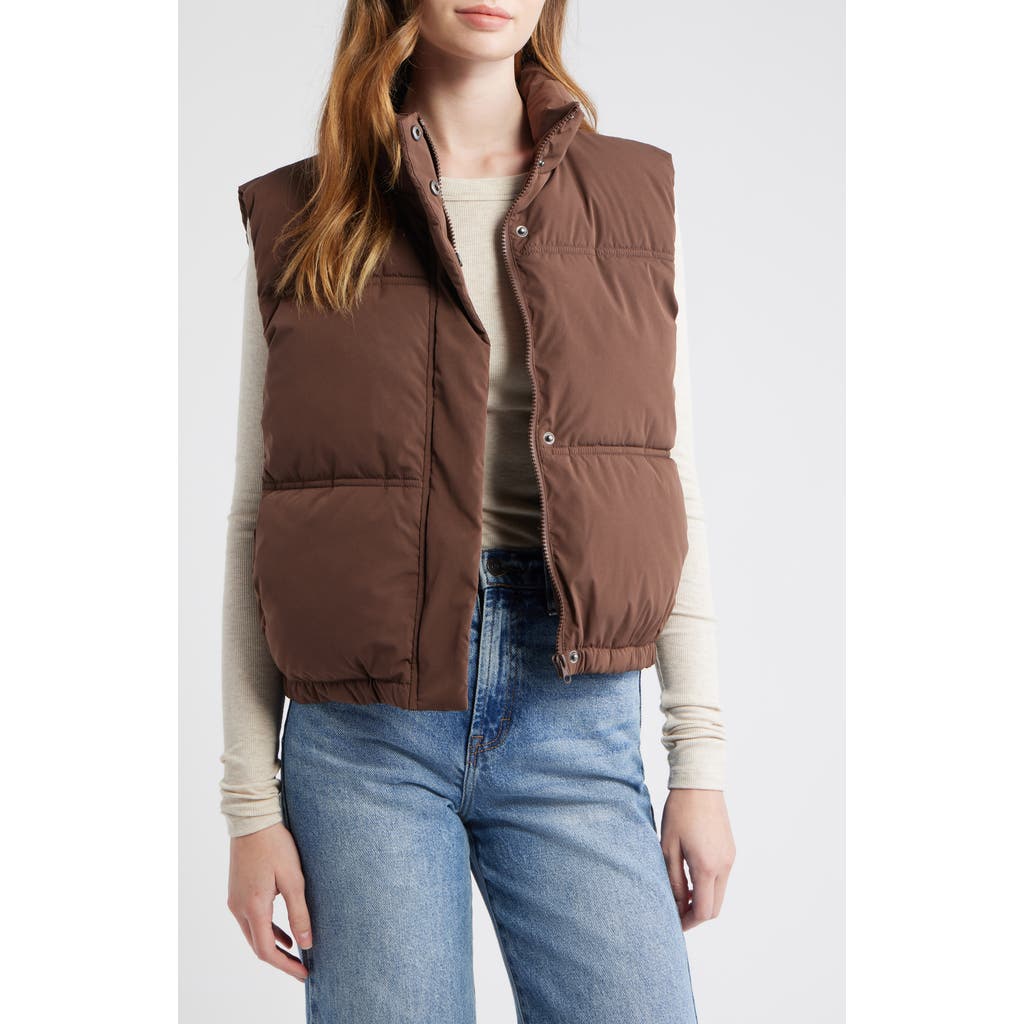 Thread & Supply Quilted Puffer Vest In Brown