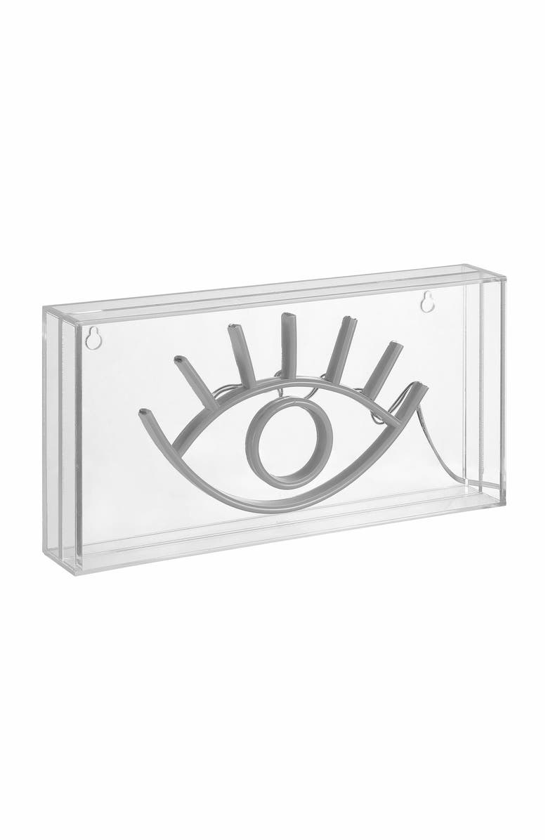 JONATHAN Y Eye Contemporary Glam Acrylic Box USB Operated LED Neon Light, Alternate, color, White