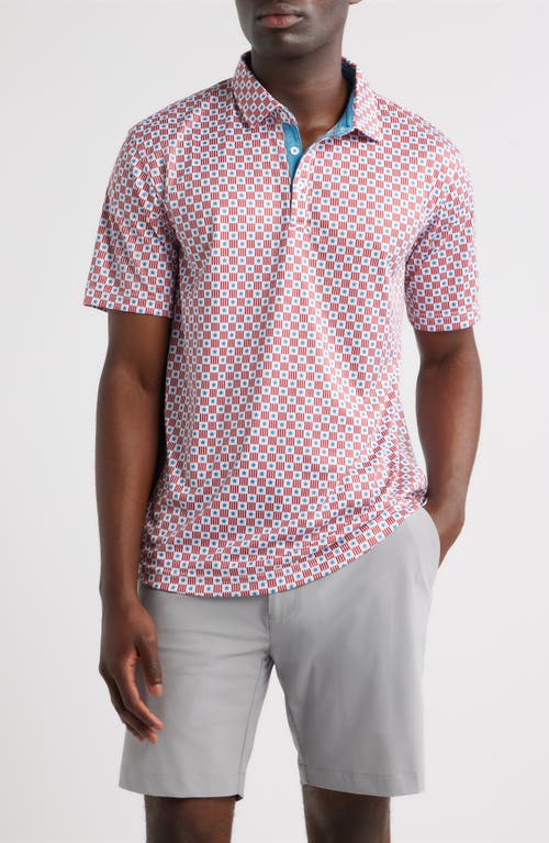 Swannies Waylon Stars & Stripes Print Performance Golf Polo In White