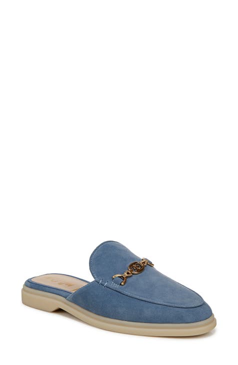 Something Blue, Sky offers Blue Mules, Suede Leather Mules, Slip Ons, Pointed Mules, Low Heel Leather Slippers, Women's Closed Toe Sandals