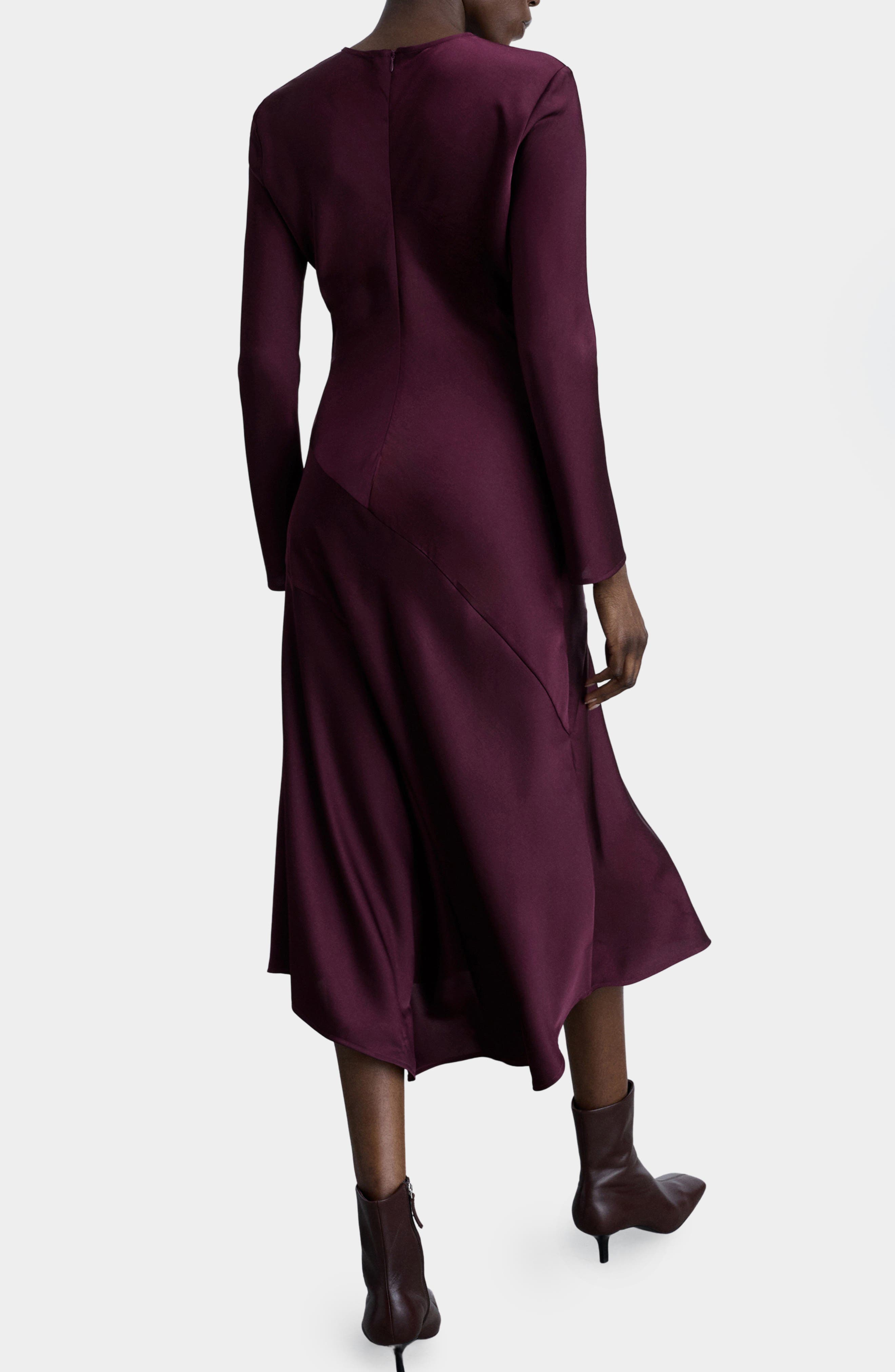 Seam Detail Long Sleeve Satin Dress - image 2