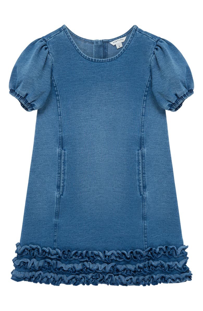 Habitual Kids Kids' Puff Sleeve Denim Dress, Main, color, Indigo