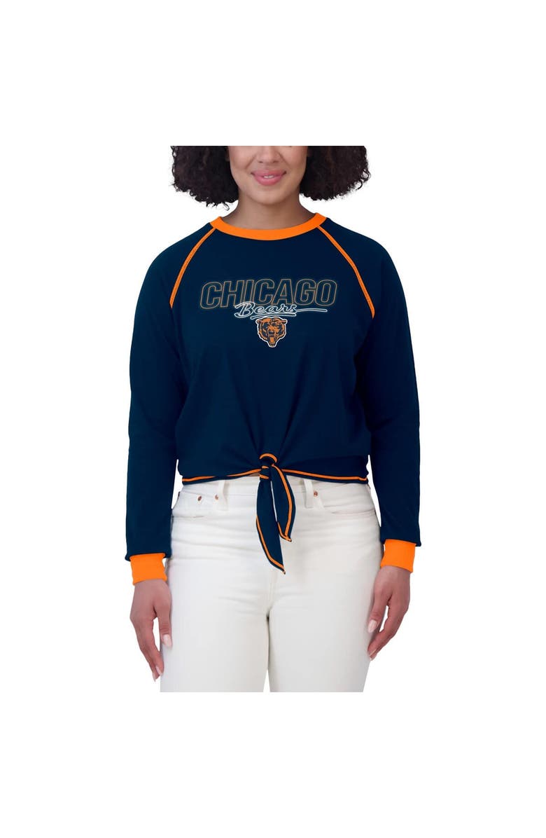 WEAR by Erin Andrews Women's WEAR by Erin Andrews Navy Chicago Bears Tie-Front Long Sleeve T-Shirt, Alternate, color, Navy