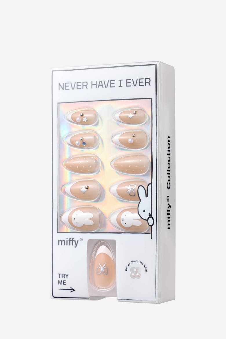 Fruity Miffy Almond Press On Nails, Alternate, color, Beige