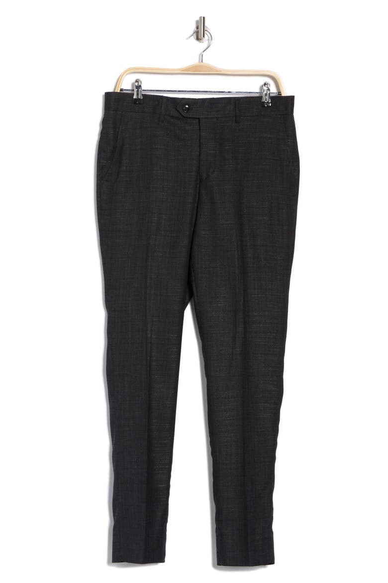 Plaid Slim Fit Dress Pants, Alternate, color, BLACK