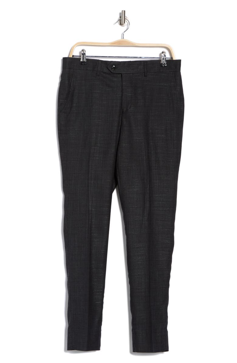Tahari Plaid Slim Fit Dress Pants, Alternate, color, Black