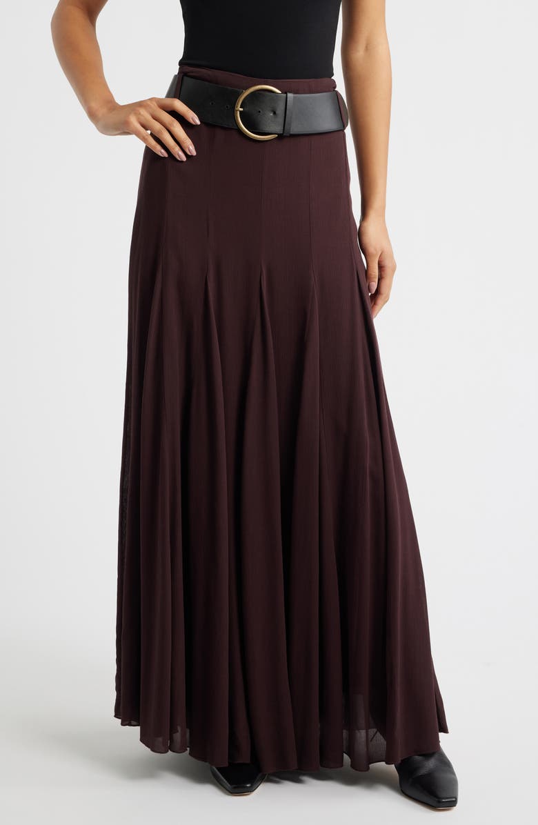 MANGO Belted Skirt, Main, color, Maroon