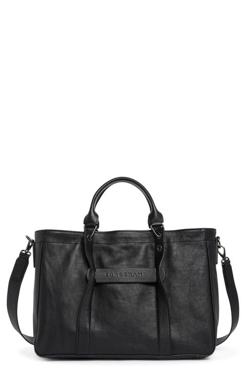 LC3D Zip Top Medium Leather Tote Bag