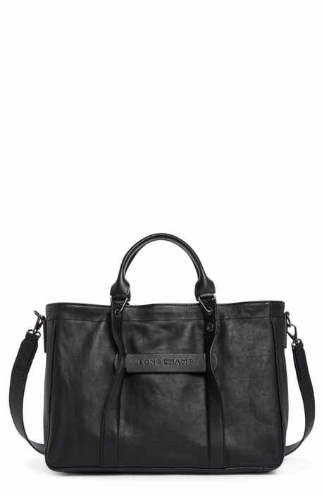 Longchamp LC3D Zip Top Medium Leather Tote Bag
