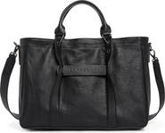 Longchamp LC3D Zip Top Medium Leather Tote Bag