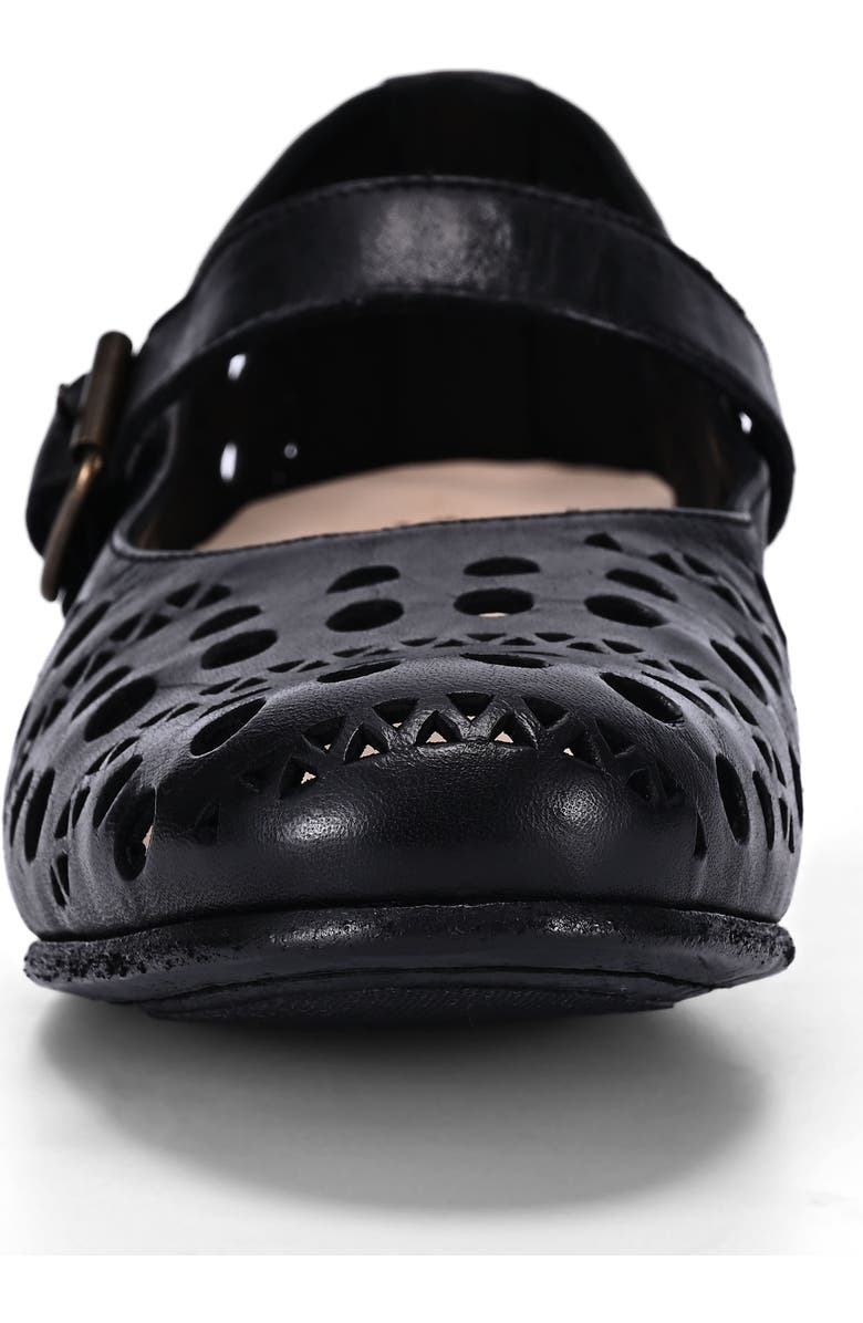 OLD TREND Retro Genuine Leather Breathable Cutout Mary Jane Flat, Alternate, color, Black