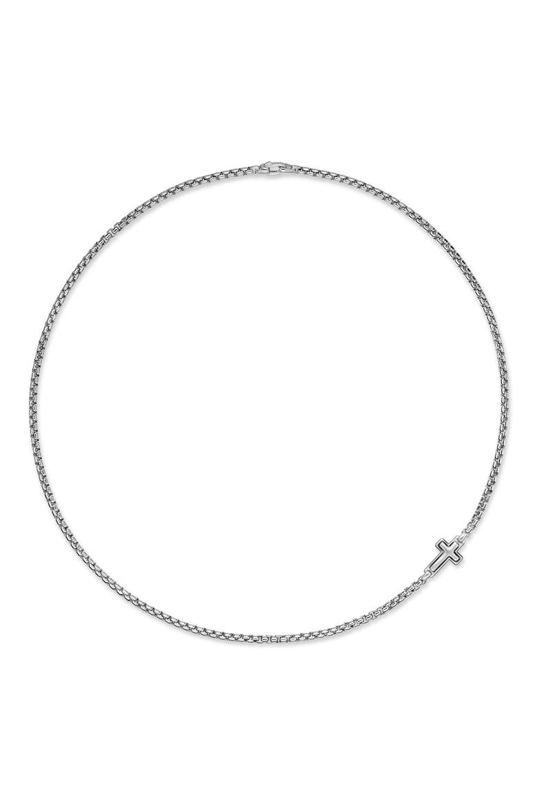 Men's Cross Station Necklace in Sterling Silver, 3.6mm, Alternate, color, SILVER