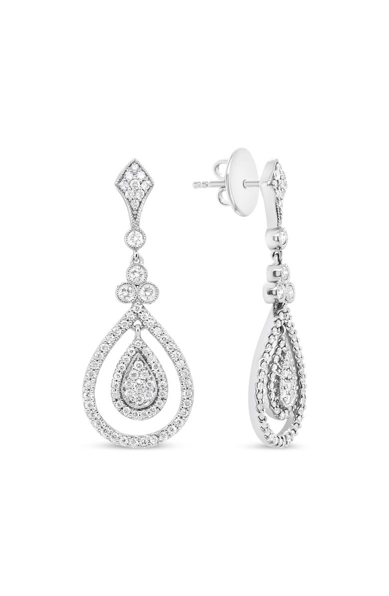 Haus of Brilliance 18K White Gold 1 1/4 Ctw Round Diamond Openwork Teardrop-Shaped Dangle Earrings, Alternate, color, White