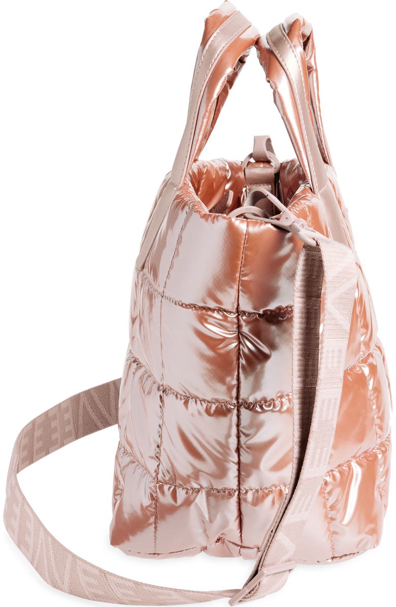 VeeCollective Small Porter Water Repellent Quilted Recycled Nylon Tote, Alternate, color, Gin Fizz Metallic