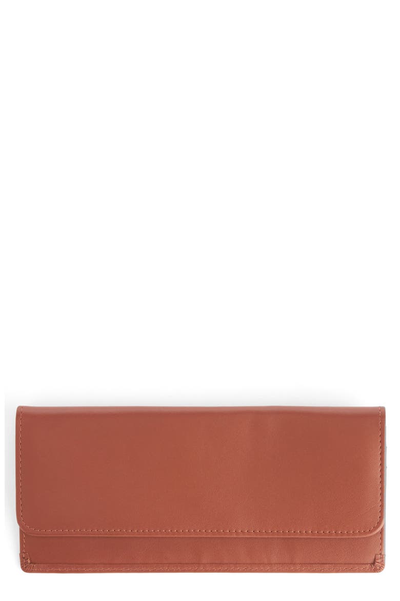 RFID Blocking Leather Clutch Wallet, Main, color, TAN