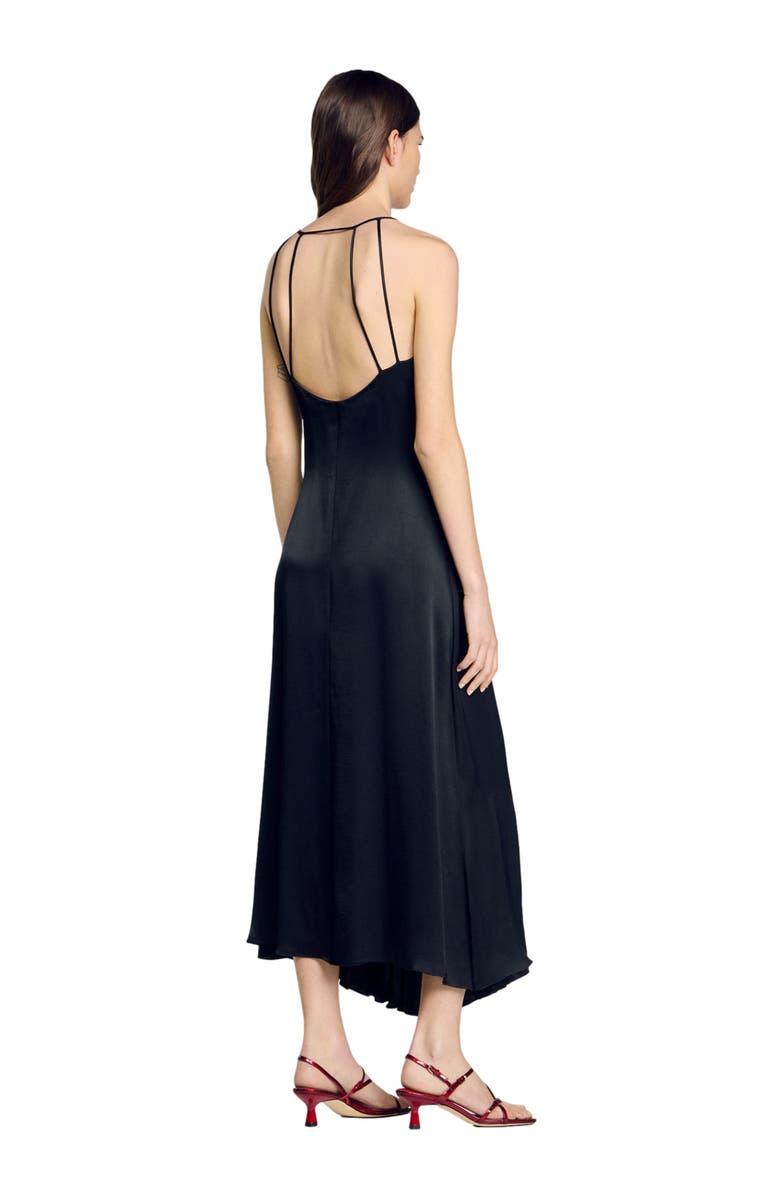 SANDRO Long satin-effect dress, Alternate, color, 