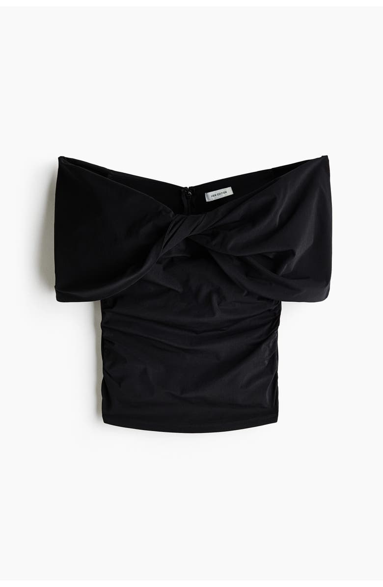 H&M Twist-detail Off-the-shoulder Top, Main, color, Black