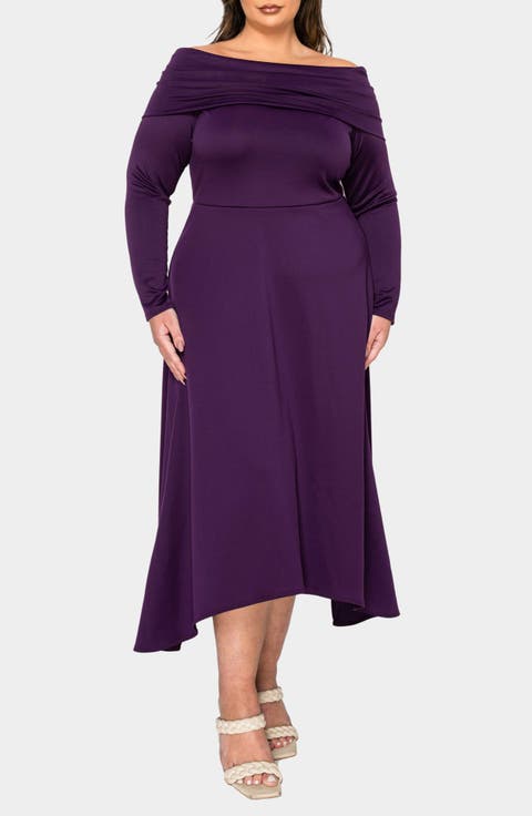 Lyra Off the Shoulder Long Sleeve Maxi Dress (Plus)