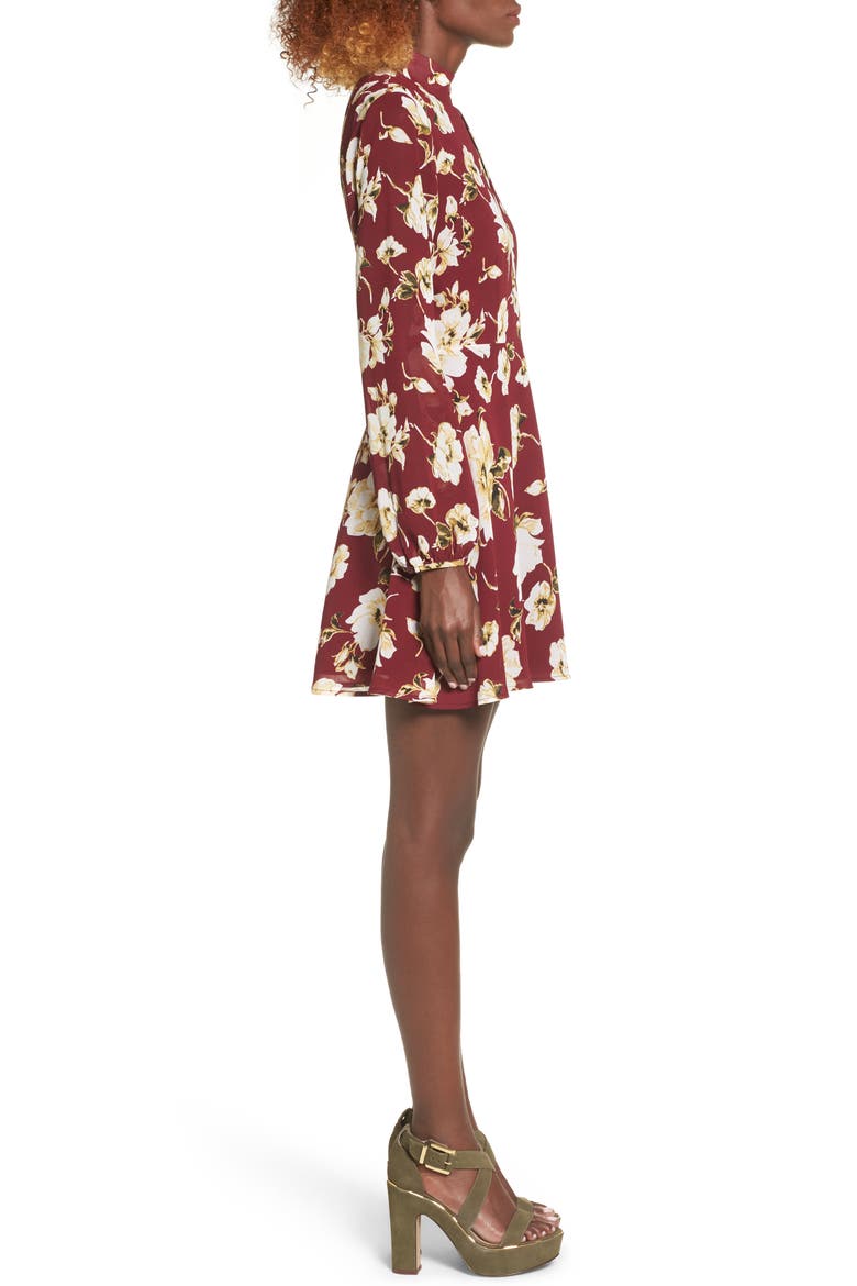 Meadow Skater Dress, Alternate, color, WINE FLORAL