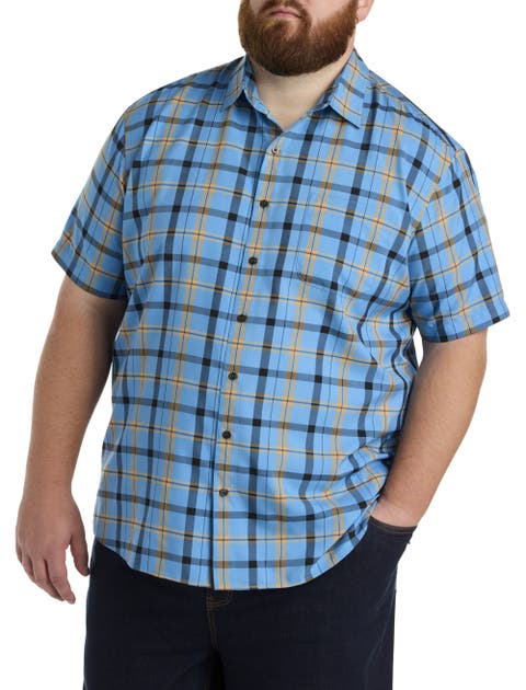 Big & Tall Microfiber Large Plaid Sport Shirt