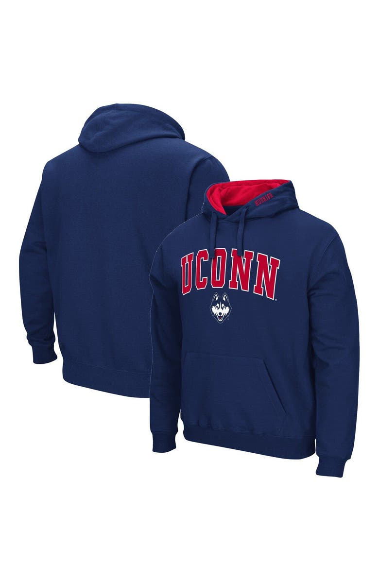 COLOSSEUM Men's Colosseum Navy UConn Huskies Arch & Logo 3.0 Pullover Hoodie, Main, color, Navy