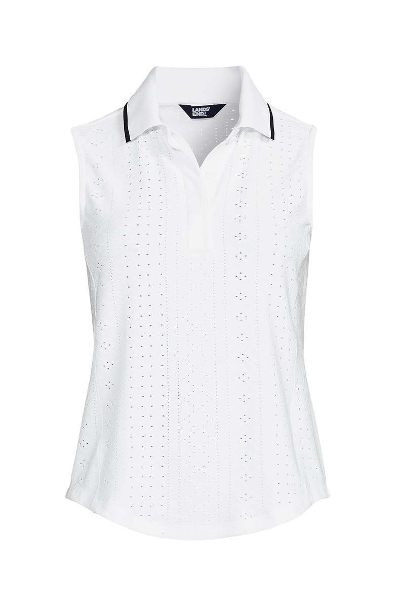 Lands' End Sleeveless Eyelet Active Polo Top, Alternate, color, 