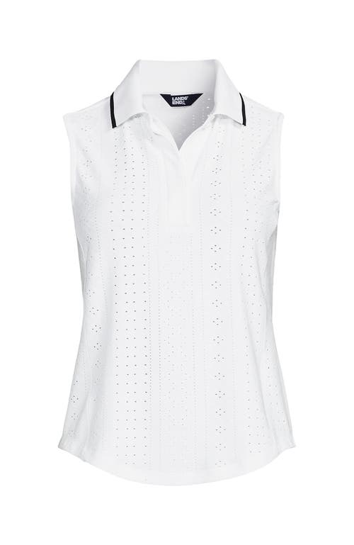 LANDS' END LANDS' END SLEEVELESS EYELET ACTIVE POLO TOP