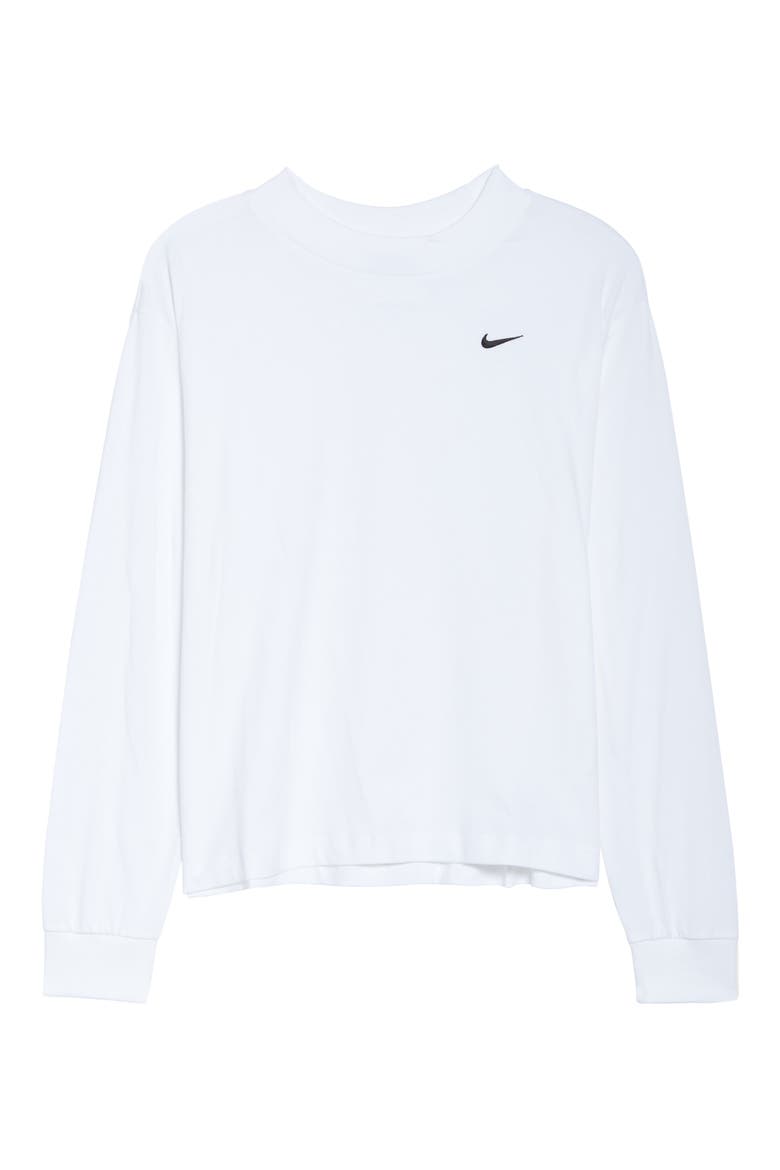 Essential Mock Neck Long Sleeve Tee, Alternate, color, WHITE/ BLACK