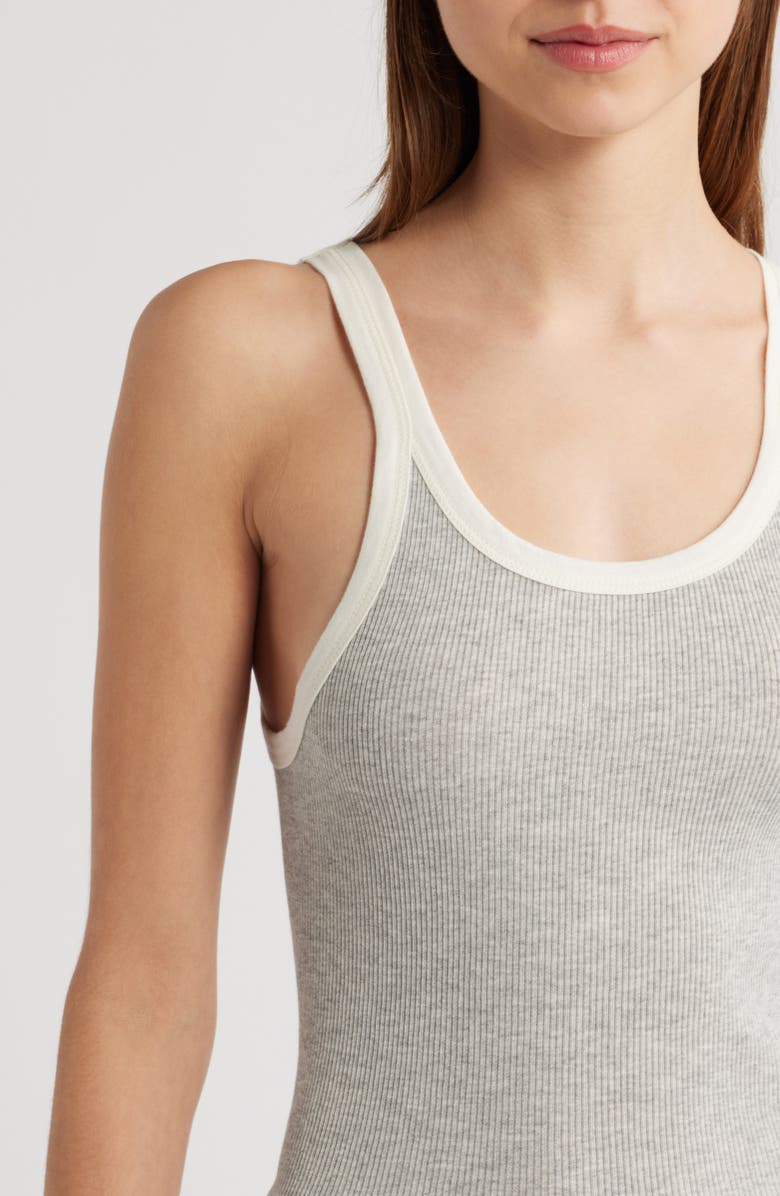 Re/Done Rib Tank, Alternate, color, Grey With Vintage White